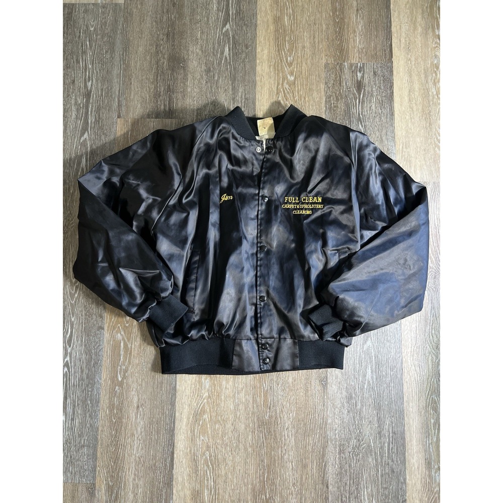 Vintage Black Satin Bomber Jacket